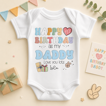 Personalised Happy 1st Birthday As My Daddy Baby Vest Bodysuit, Retro Rainbow