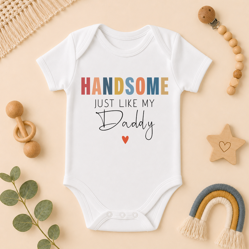Handsome just like my Daddy baby vest bodysuit red heart