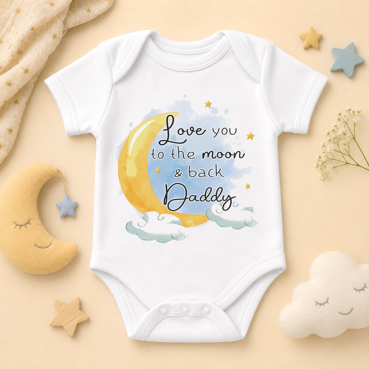 FF078B love you to the moon and back daddy baby vest bodysuit