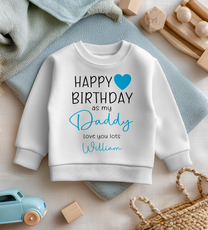 Personalised Happy Birthday Blue Heart Daddy Sweatshirt for Boys & Kids