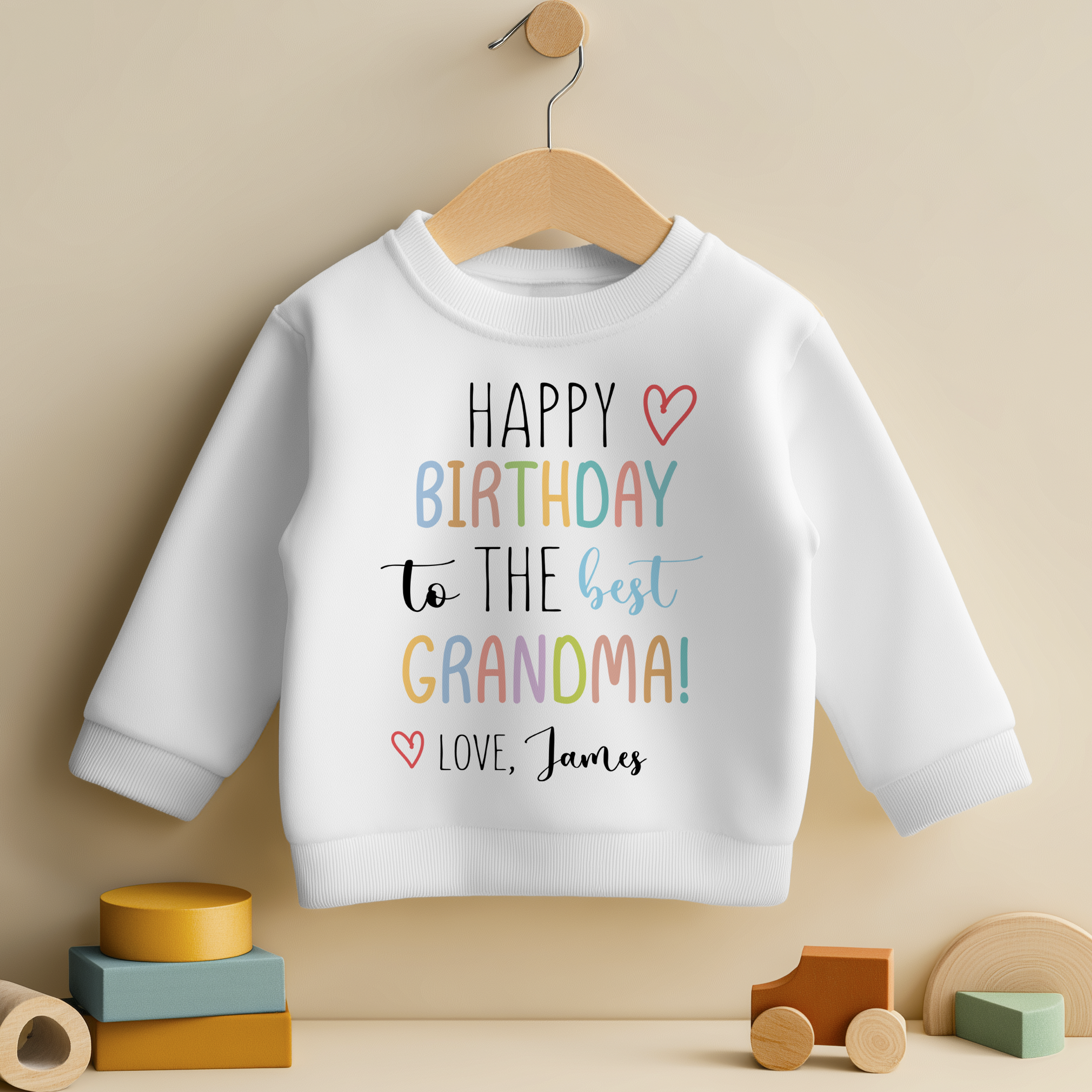 Happy Birthday To The Best Grandma Personalised Toddler & Kids Sweatshirt
