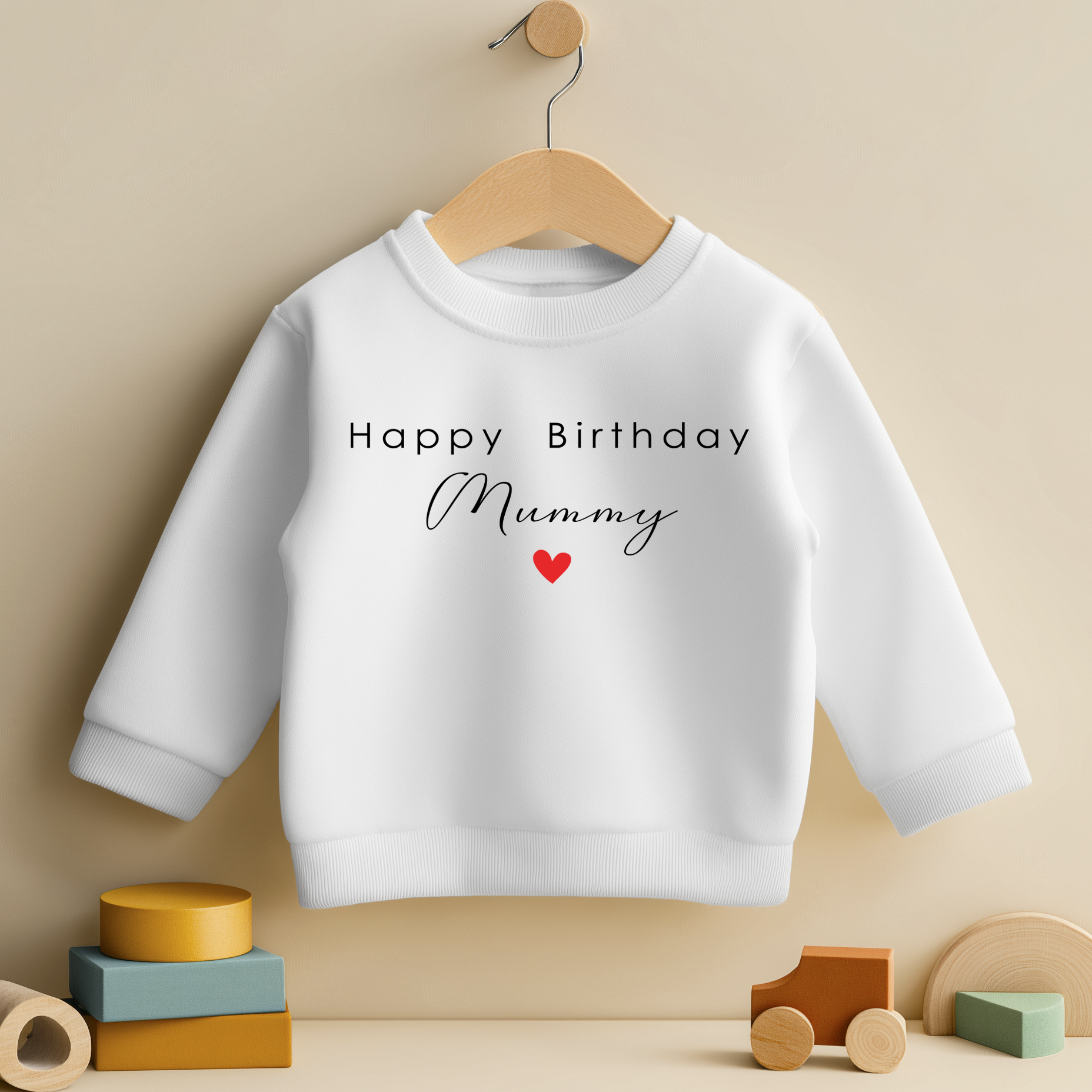 Happy Birthday Mummy Red Heart Sweatshirt for Kids