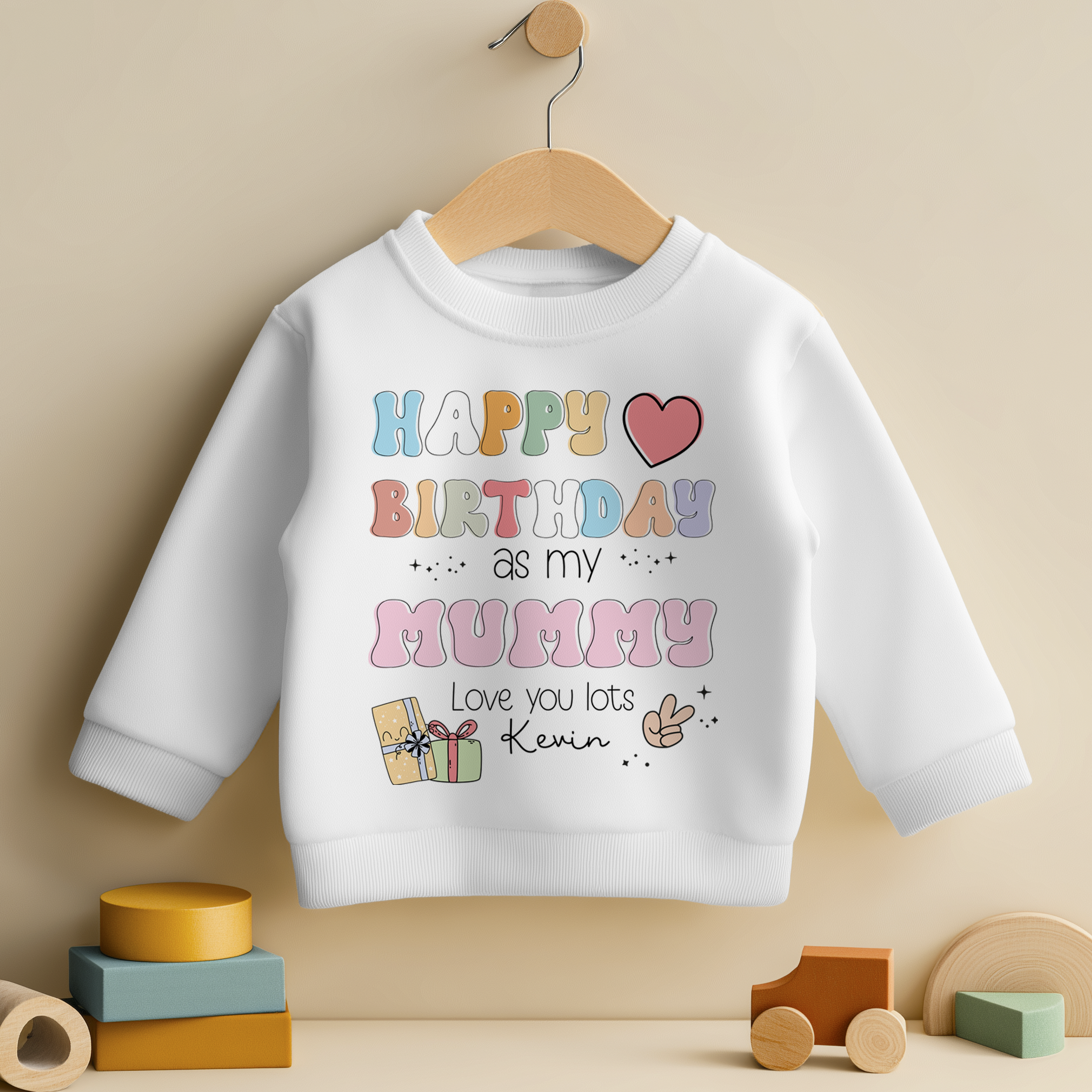 Happy Birthday As My Mummy Retro Personalised Toddler & Kids Sweatshirt