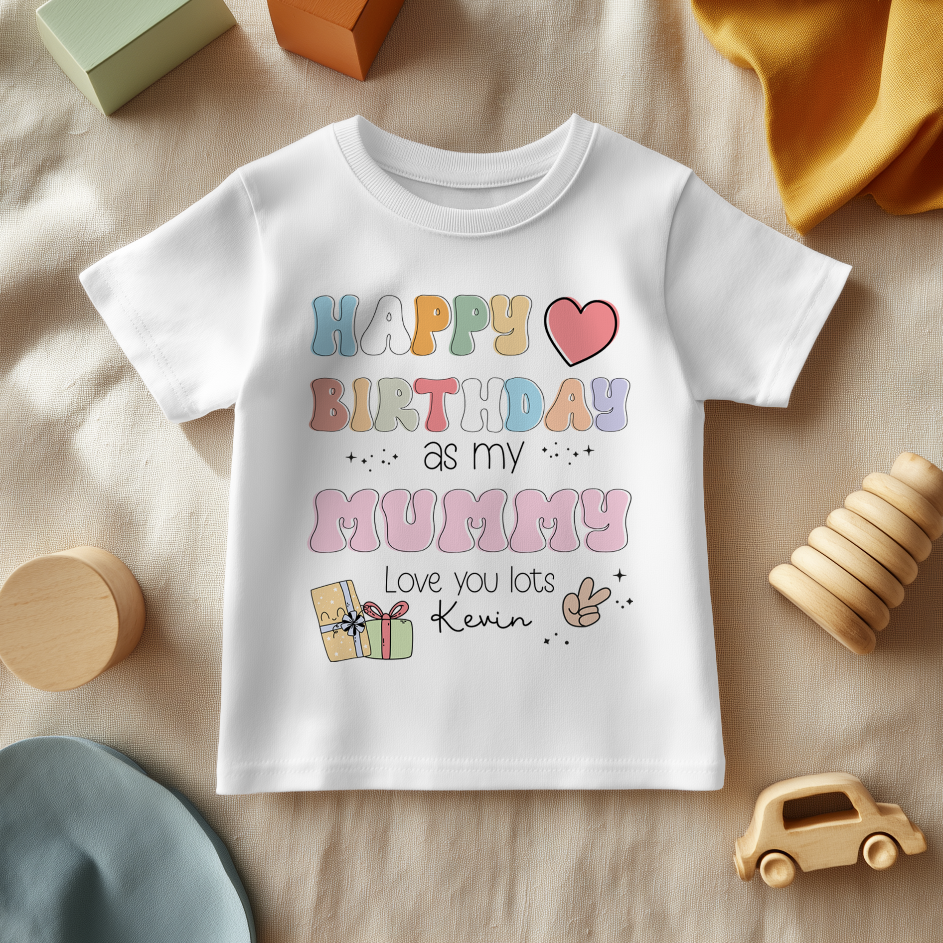 Happy Birthday As My Mummy Retro Personalised Toddler & Kids T Shirt