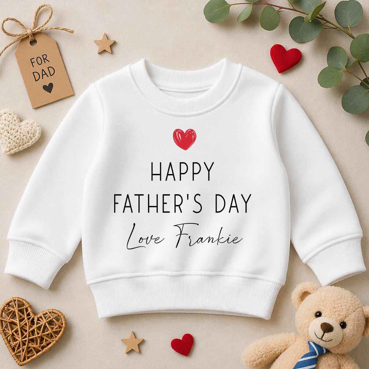 Personalised Father's Day Red Heart Sweatshirt for Kids