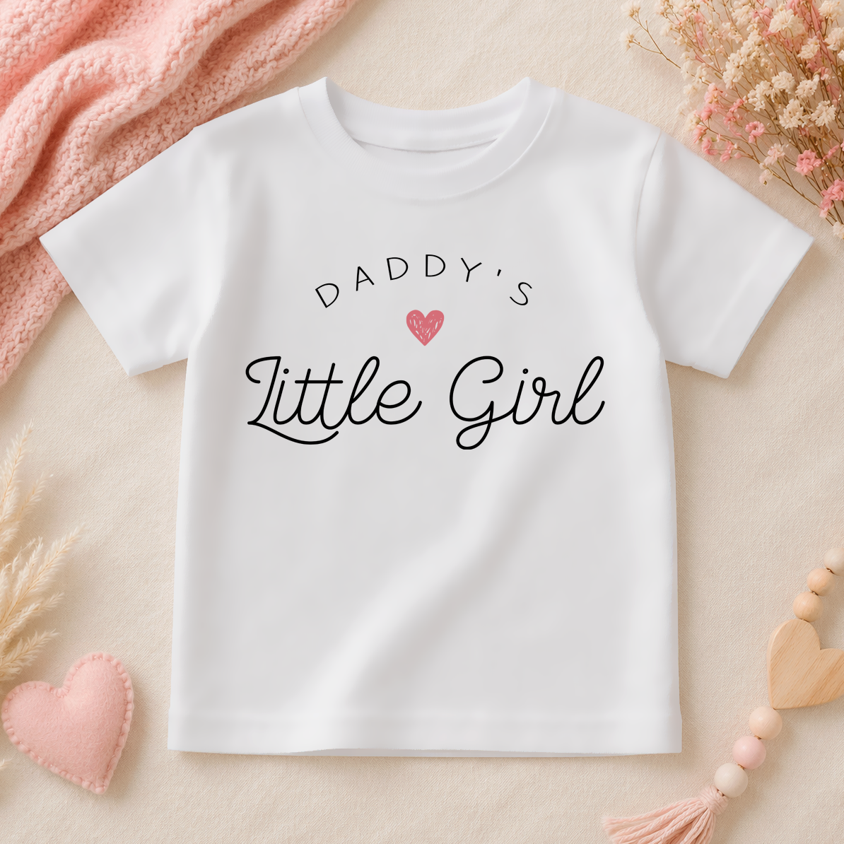 Daddy's Little Girl Pink Heart T-Shirt for Girls & Kids