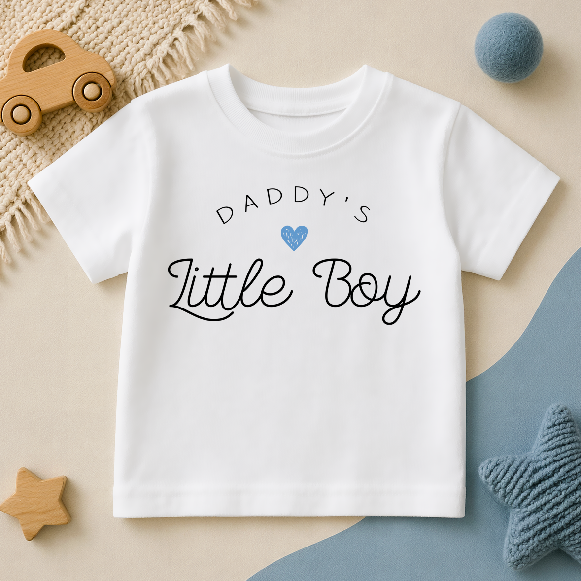 Daddy's Little Boy Blue Heart T-Shirt for Boys & Kids