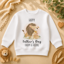 Personalised Father's Day Cuddling Lions & Butterfly Sweatshirt for Kids