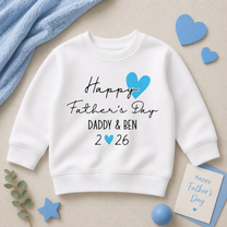 Personalised Father's Day Blue Heart Script Sweatshirt for Boys & Kids
