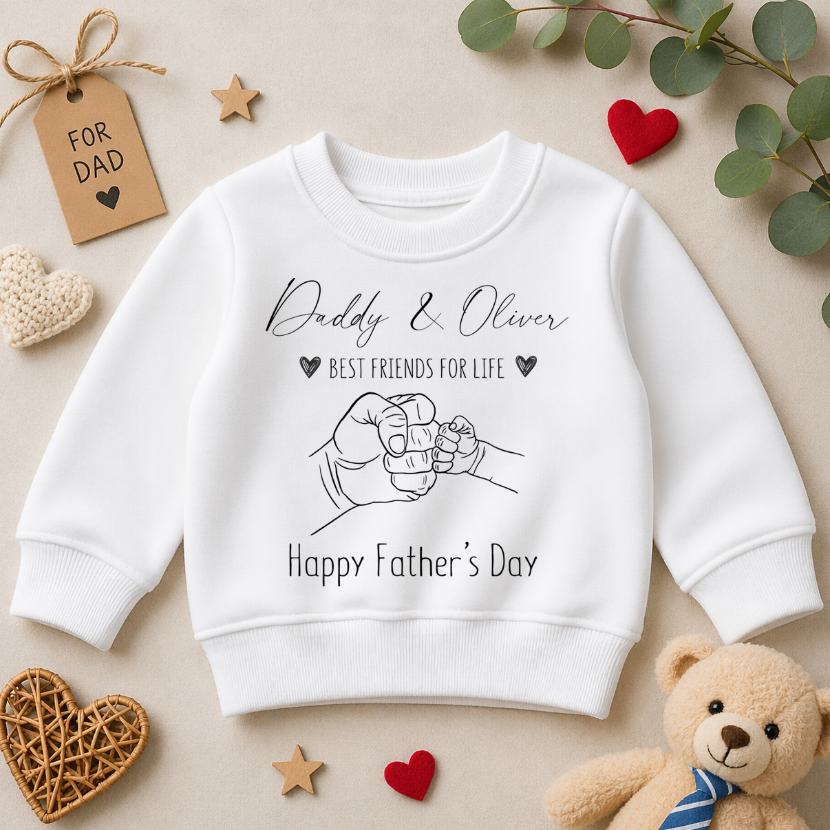 Personalised Father's Day Fist Bump Best Friends Sweatshirt for Kids