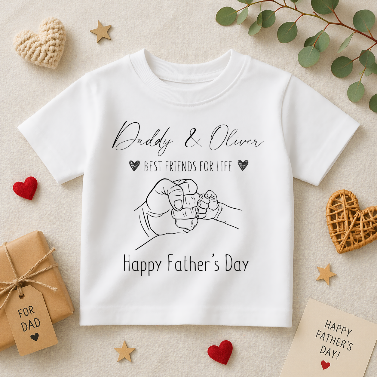 Personalised Father's Day Dad & Child Fist Bump T-Shirt for Kids