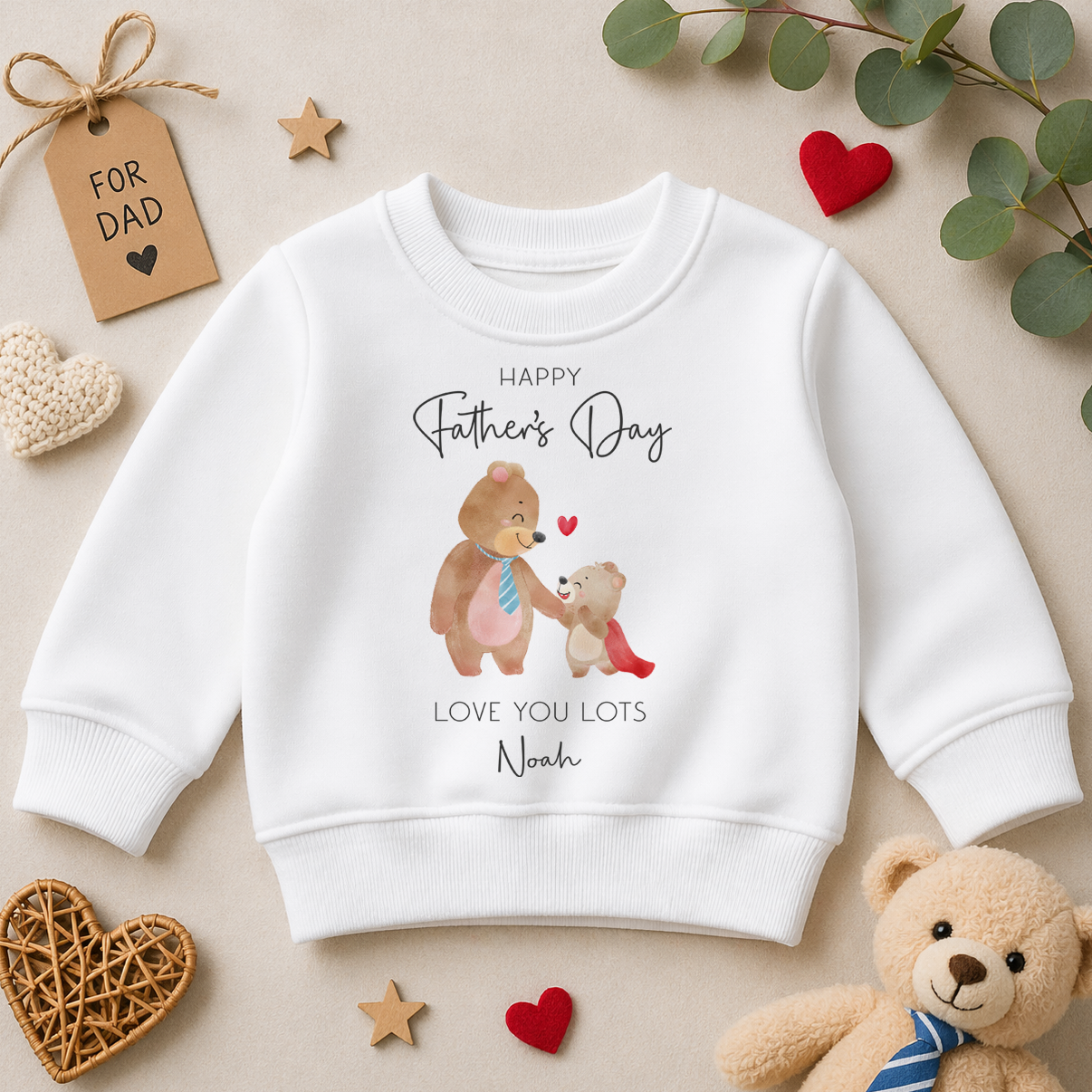 Personalised Father's Day Daddy & Baby Bear Red Cape Sweatshirt for Kids
