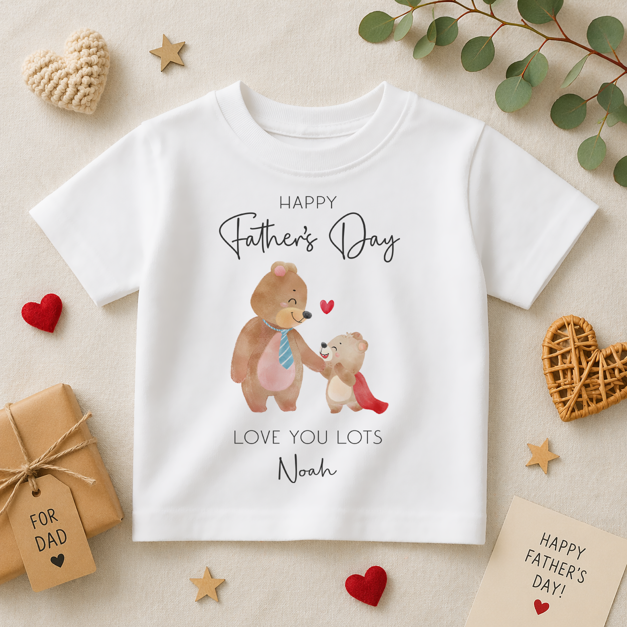 Personalised Father's Day Daddy Bear & Caped Cub T-Shirt for Kids