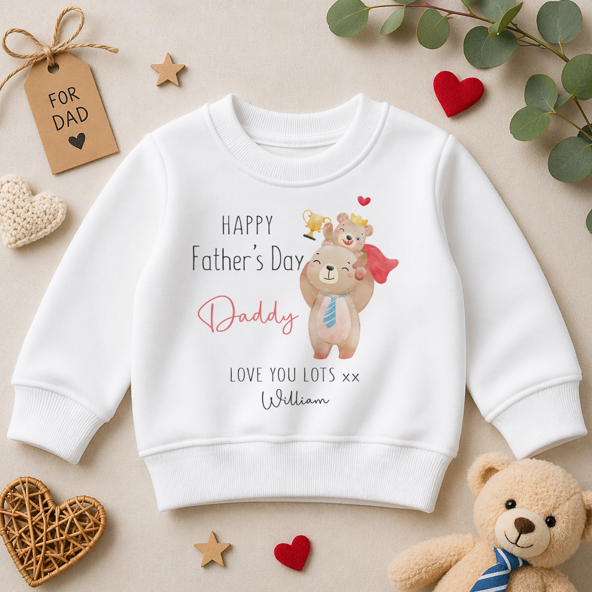 Personalised Father's Day Daddy Bear & Superhero Cub Sweatshirt for Boys & Kids