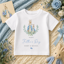 Personalised Father's Day Peter Rabbit & Wreath T-Shirt for Kids