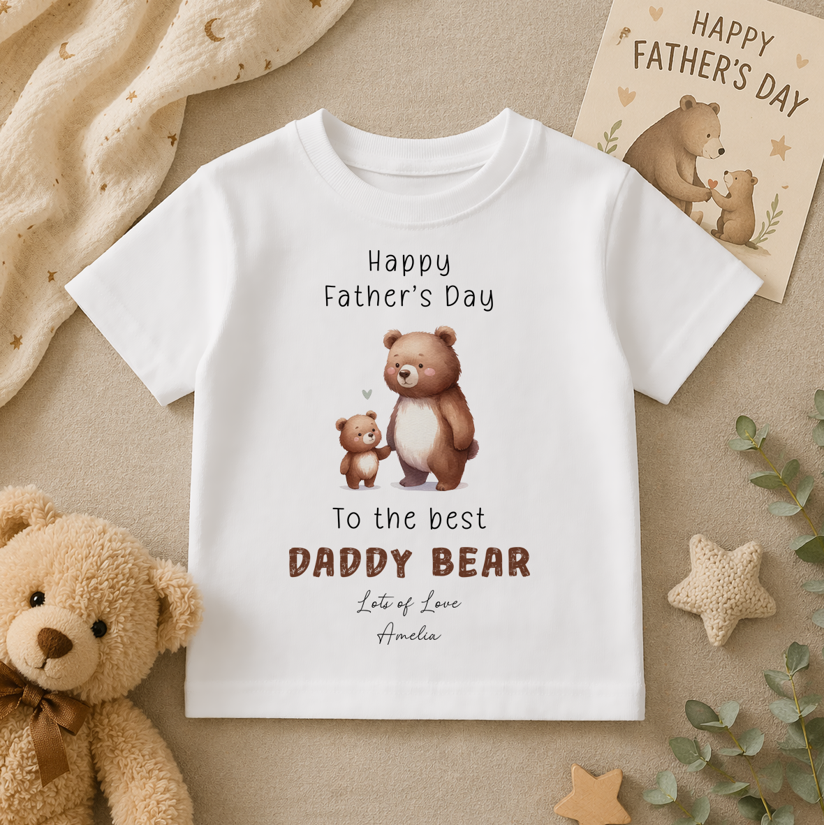 Personalised Father's Day Daddy & Baby Bear T-Shirt for Kids
