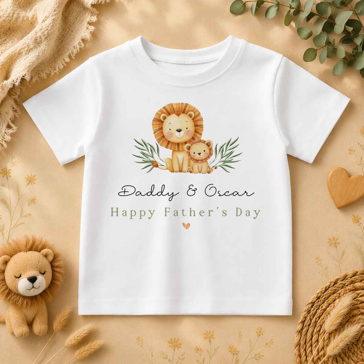 Personalised Father's Day Daddy & Cub Lions T-Shirt for Kids