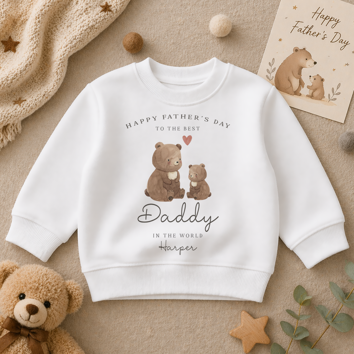 Personalised Father's Day Daddy & Me Sitting Bears Sweatshirt for Kids