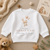 Personalised Father's Day Teddy Bear Peach Heart Sweatshirt for Kids