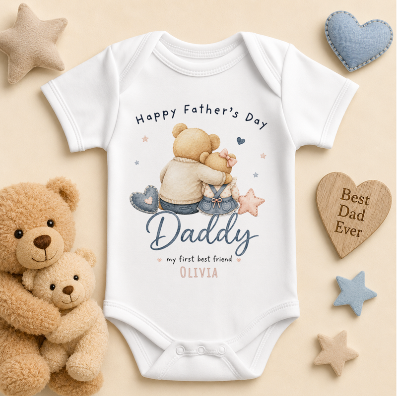 Personalised Father's Day Baby Vest Bodysuit for Girls, Daddy My First Best Friend