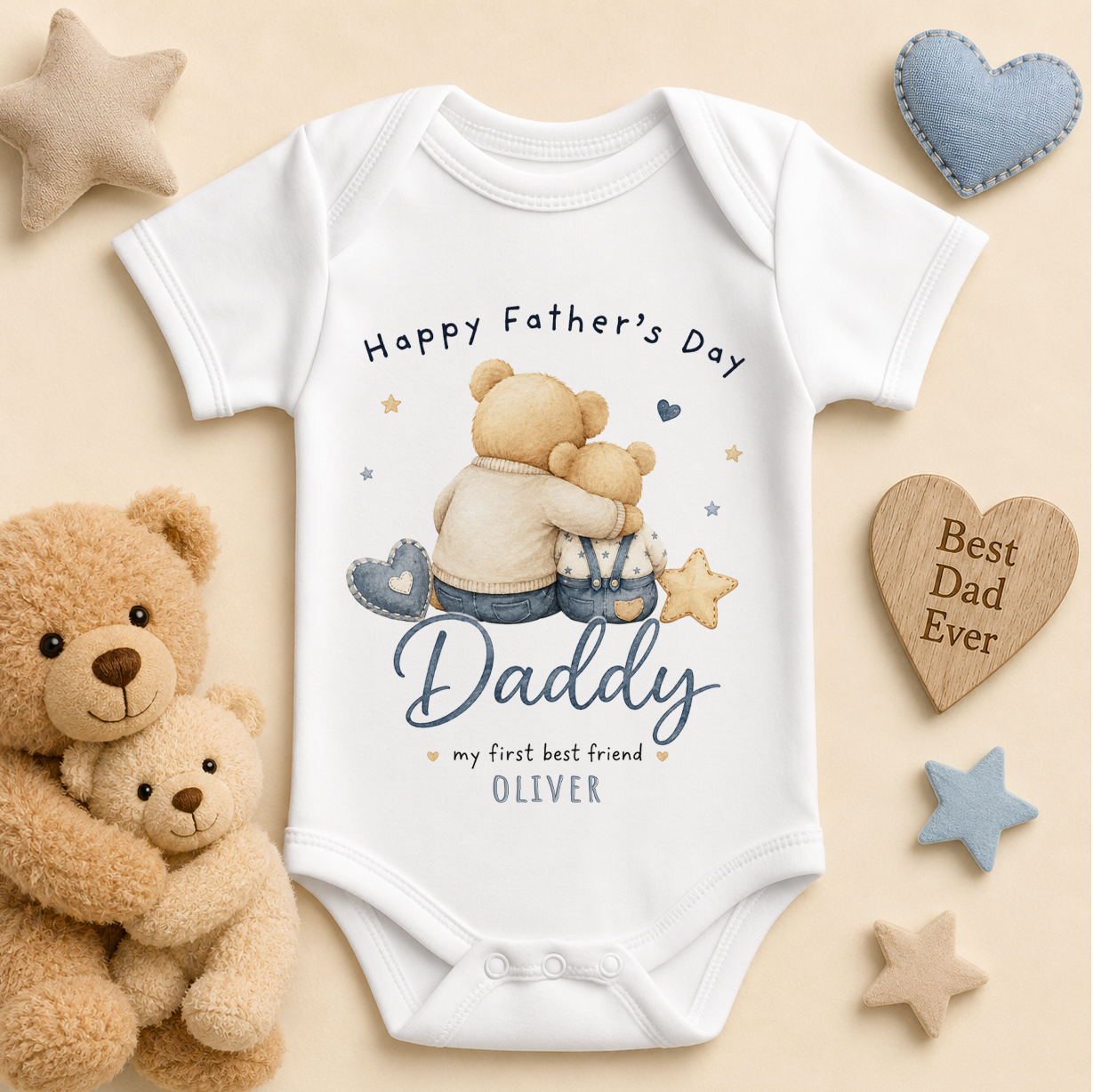 Personalised Father's Day Baby Vest Bodysuit for Boys, Daddy My First Best Friend