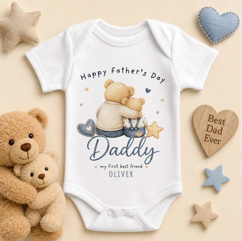 Personalised Father's Day Baby Vest Bodysuit for Boys, Daddy My First Best Friend