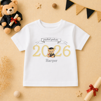 Personalised Preschool Graduation 2026 Kids T-Shirt Big 2026 Yellow Teddy Bear