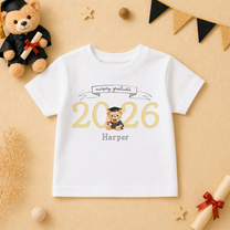 Personalised Nursery Graduation 2026 Kids T-Shirt Big 2026 Yellow Teddy Bear