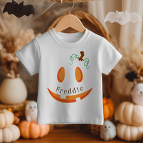 Personalised Halloween Carved Pumpkin Face T-Shirt for Kids