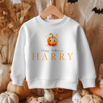 Personalised Happy Halloween Smiling Pumpkin Sweatshirt for Kids