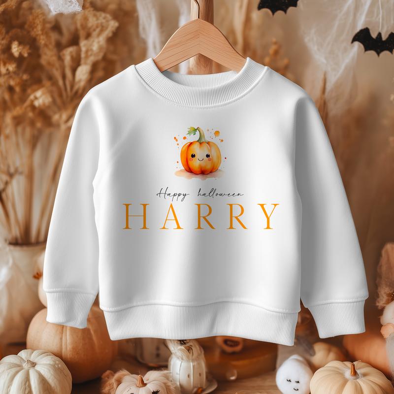Halloween Cute Pumpkin Personalised Toddler & Kids Sweatshirt