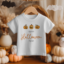 Personalised Three Smiling Jack-o'-Lantern T-Shirt for Kids