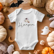 Personalised Ghost Witch Flying Baby Bodysuit