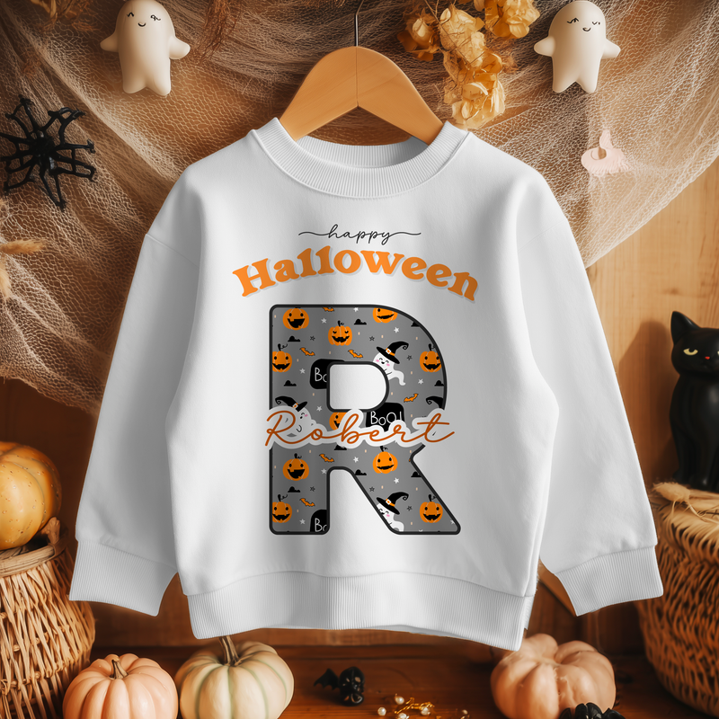Halloween Boo Pattern Personalised Toddler & Kids Sweatshirt