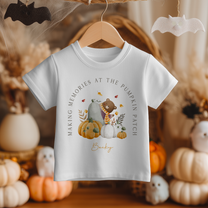 Personalised Halloween Autumn Teddy Bear Pumpkin Patch T-Shirt for Kids