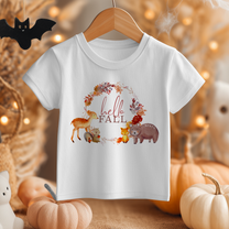 Halloween Hello Fall Woodland Animals T-Shirt for Kids