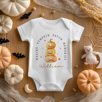 Personalised Baby Halloween Stacked Pumpkin Faces Baby Bodysuit for Kids