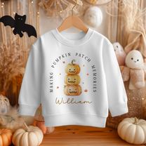 Personalised Halloween Stacked Pumpkin Faces Sweatshirt for Kids