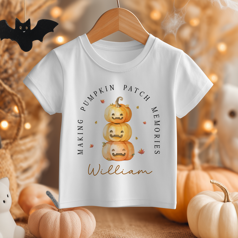 Making Pumpkin Patch Memories Halloween Personalised Toddler & Kids T Shirt
