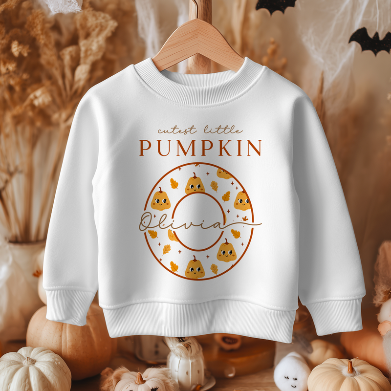 Cutest Little Pumpkin Halloween Personalised Toddler & Kids Sweatshirt
