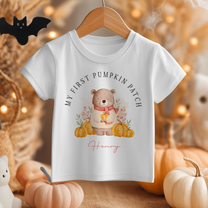 Personalised My First Pumpkin Patch Bear with Pumpkins T-Shirt for Kids