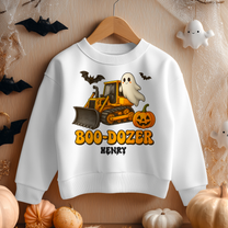 Boo-Dozer Bulldozer Boys Halloween Personalised Kids Sweatshirt