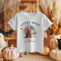 Personalised Little Drac Halloween Cartoon Dracula T-Shirt for Kids