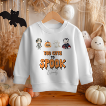 Personalised 'Too Cute To Spook' Skeleton Ghost Vampire Sweatshirt for Kids