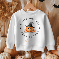 Personalised Little Boo Crew Witch Hat Pumpkin Sweatshirt for Kids