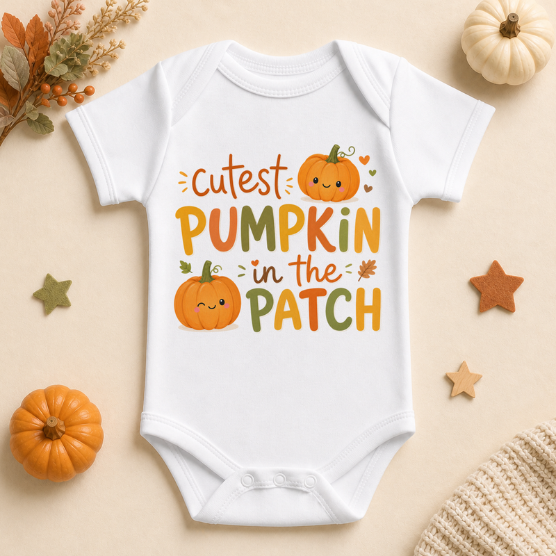 Cutest Pumpkin in the Patch Baby Vest Bodysuit, Halloween Smiling Pumpkins