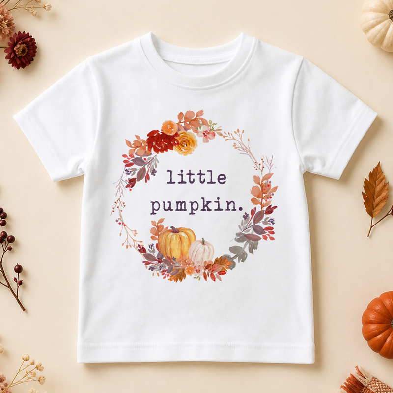 Halloween Autumn Pumpkin Wreath T-Shirt for Kids