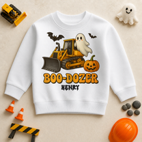 Boo-Dozer Bulldozer Boys Halloween Personalised Kids Sweatshirt