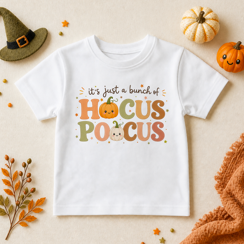 Halloween Retro Hocus Pocus Text T-Shirt for Kids