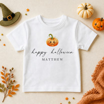 Personalised Happy Halloween Jack-o'-Lantern T-Shirt for Kids